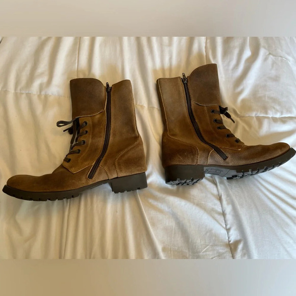 Fly London LOGGER suede lace-up  boots Distressed Brown size 38euro/8 Moto Boots - Picture 6 of 11